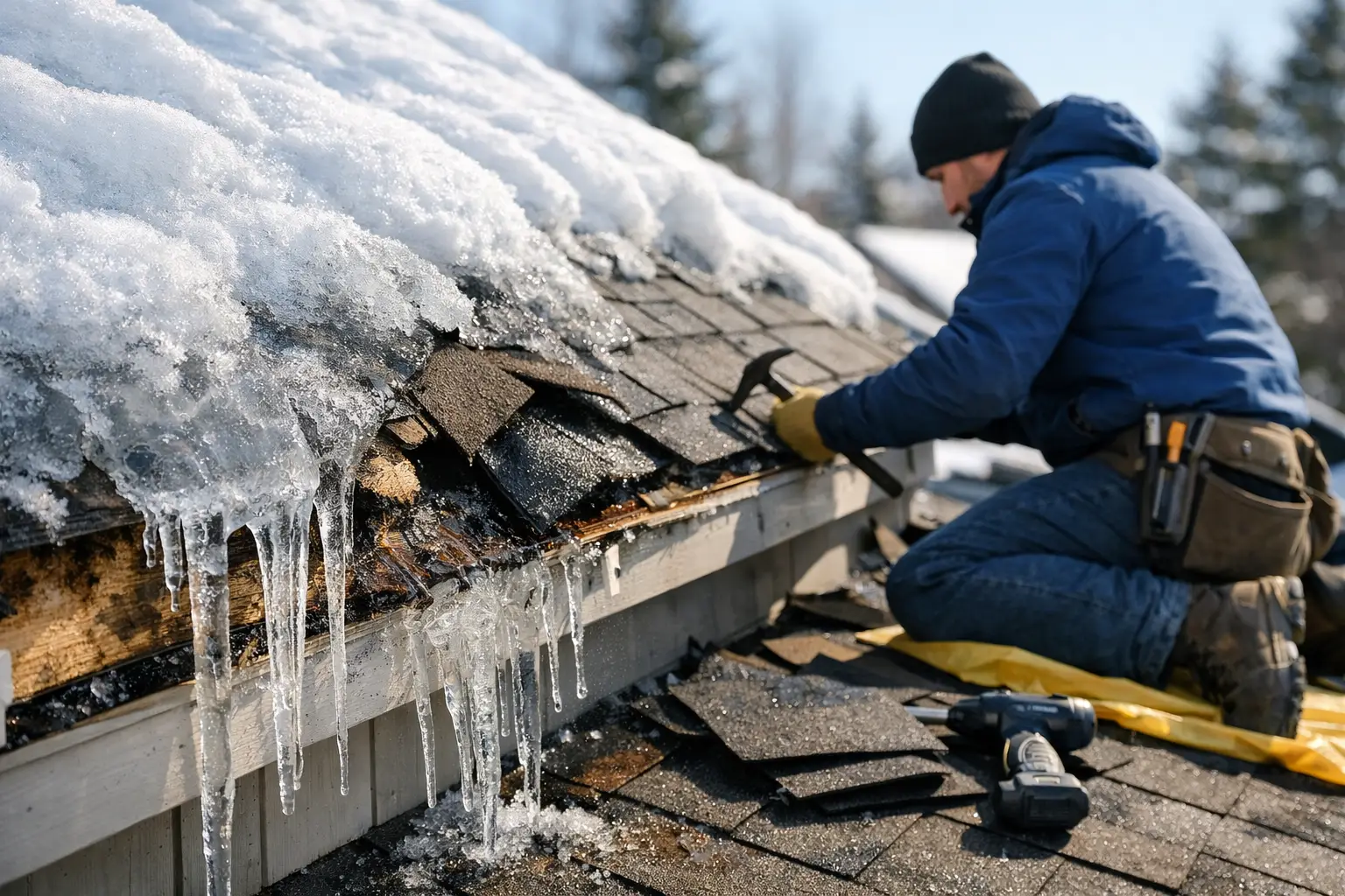 Ice Dam Roof Damage Repair Done Right